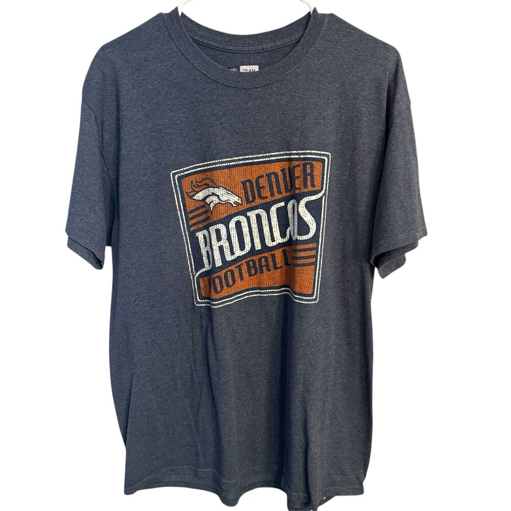 Denver Broncos NFL Team Apparel Short Sleeve T-shirt Men's Large Heathered Blue